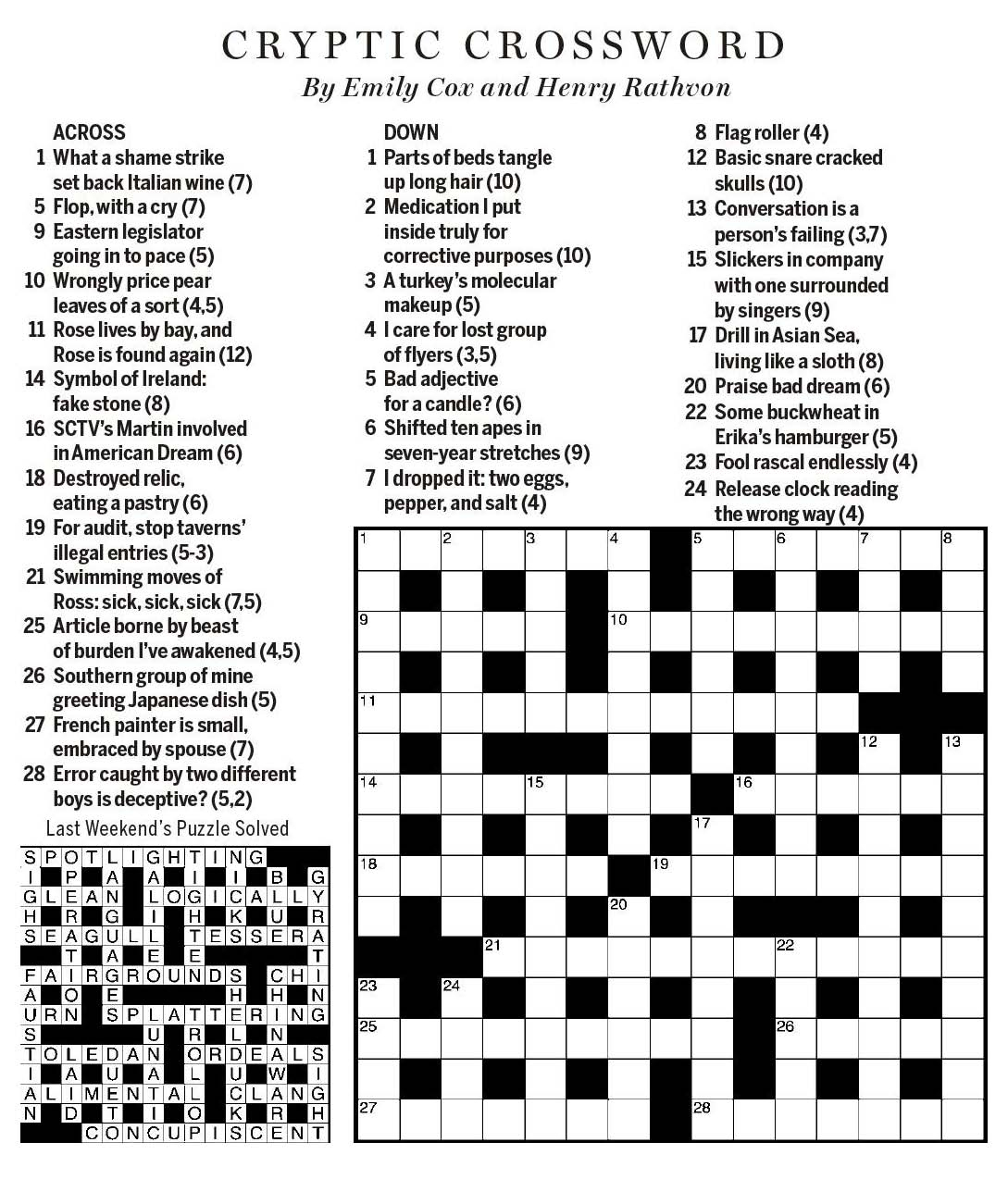 Free Printable Wsj Crossword Puzzles