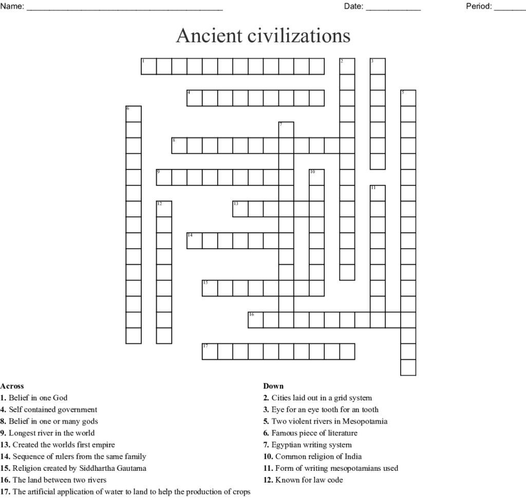 River Valley Civilizations Crossword WordMint