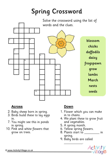 Printable Flower Crossword Puzzles