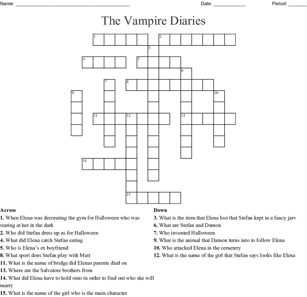 The Vampire Diaries Crossword WordMint