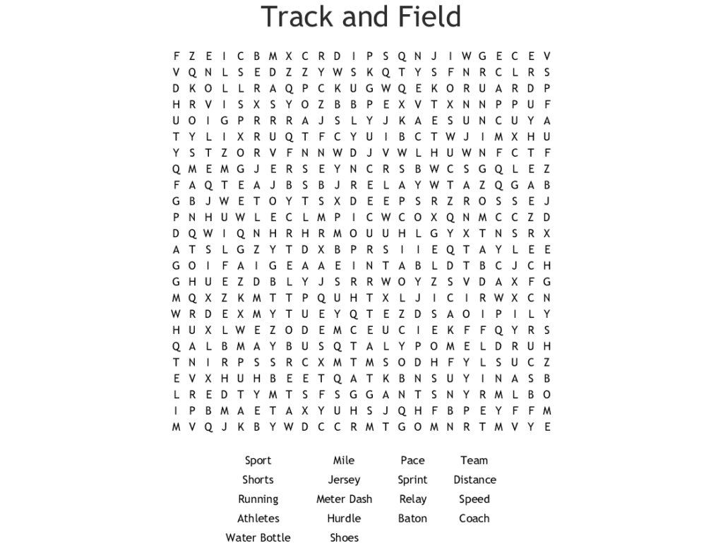 Track And Field Word Search WordMint