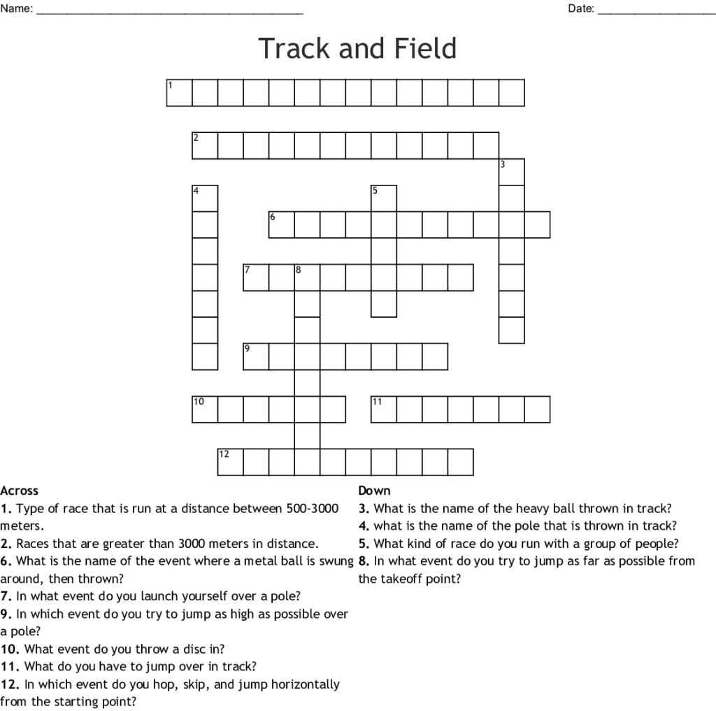 Track And Field Word Search WordMint