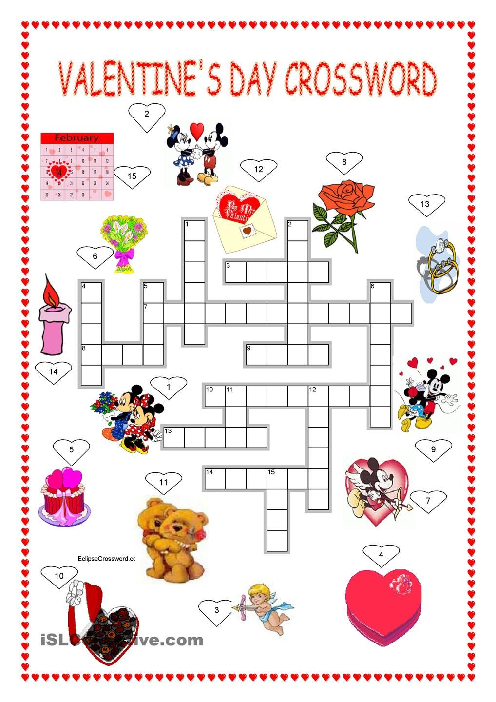 Crossword Puzzles Valentines Printables