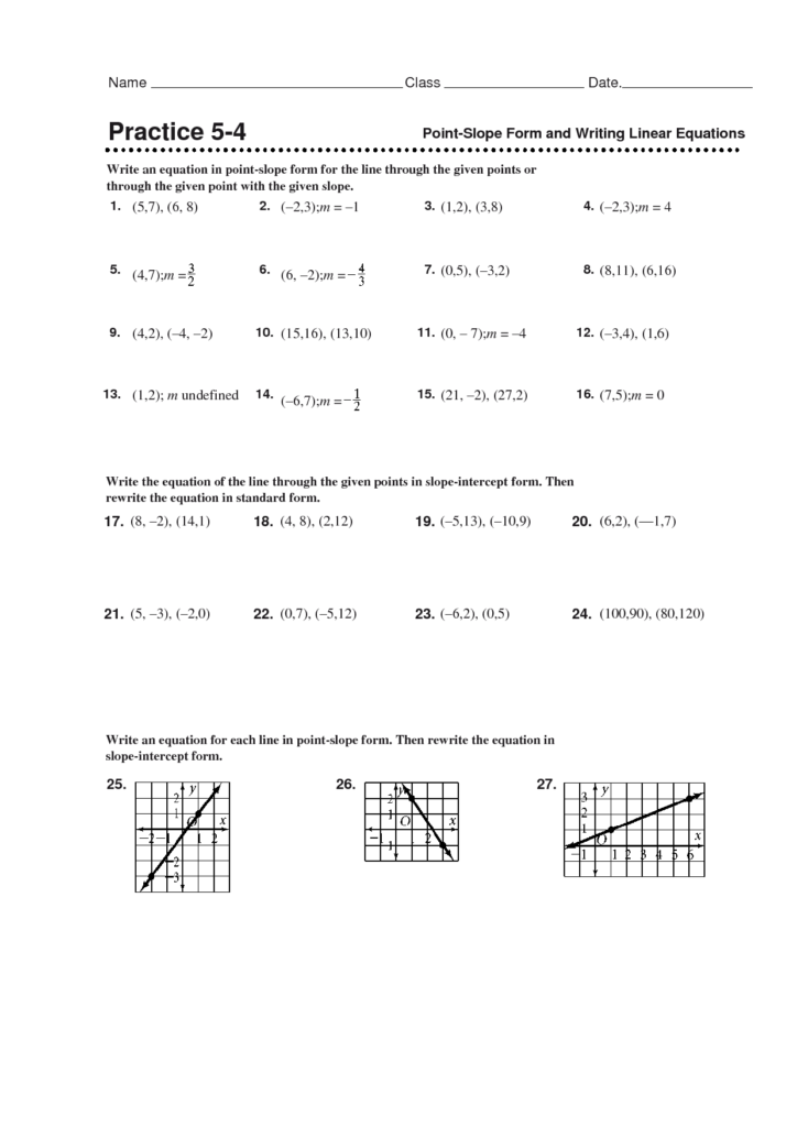 Writing Linear Equations Worksheet Answer Worksheet